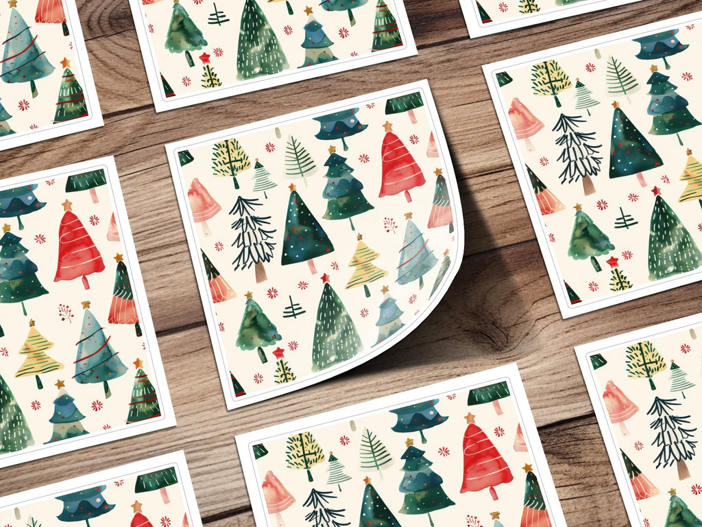 Hand Painted Christmas Trees Pattern Celebration Digital - Moore and Mountain