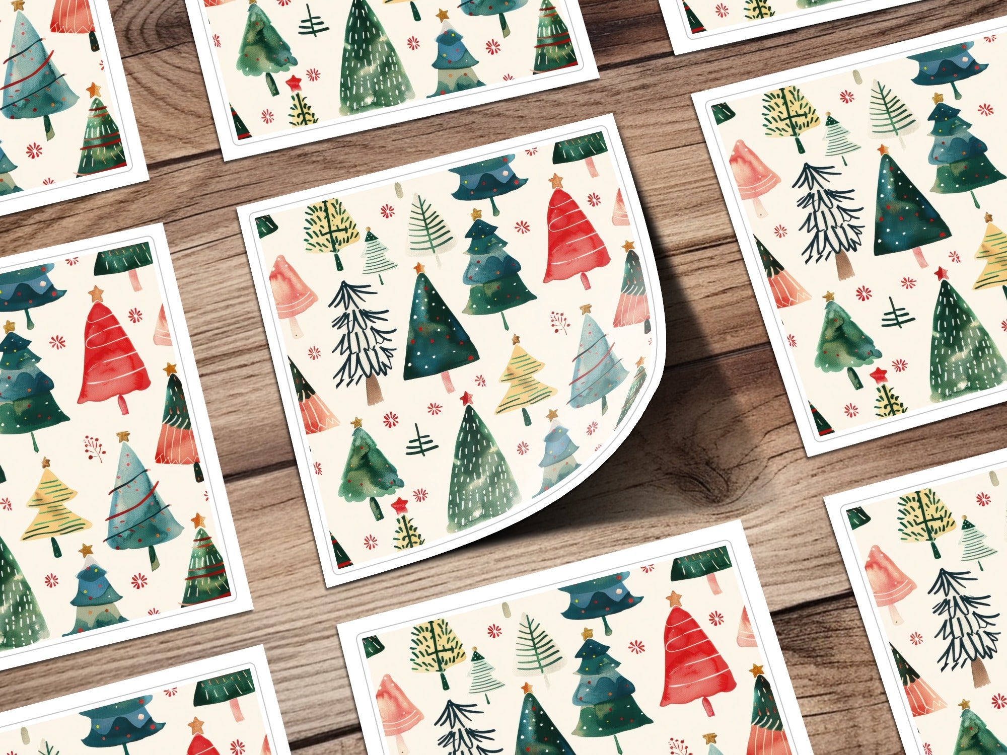 Hand Painted Christmas Trees Pattern Celebration Digital - Moore and Mountain