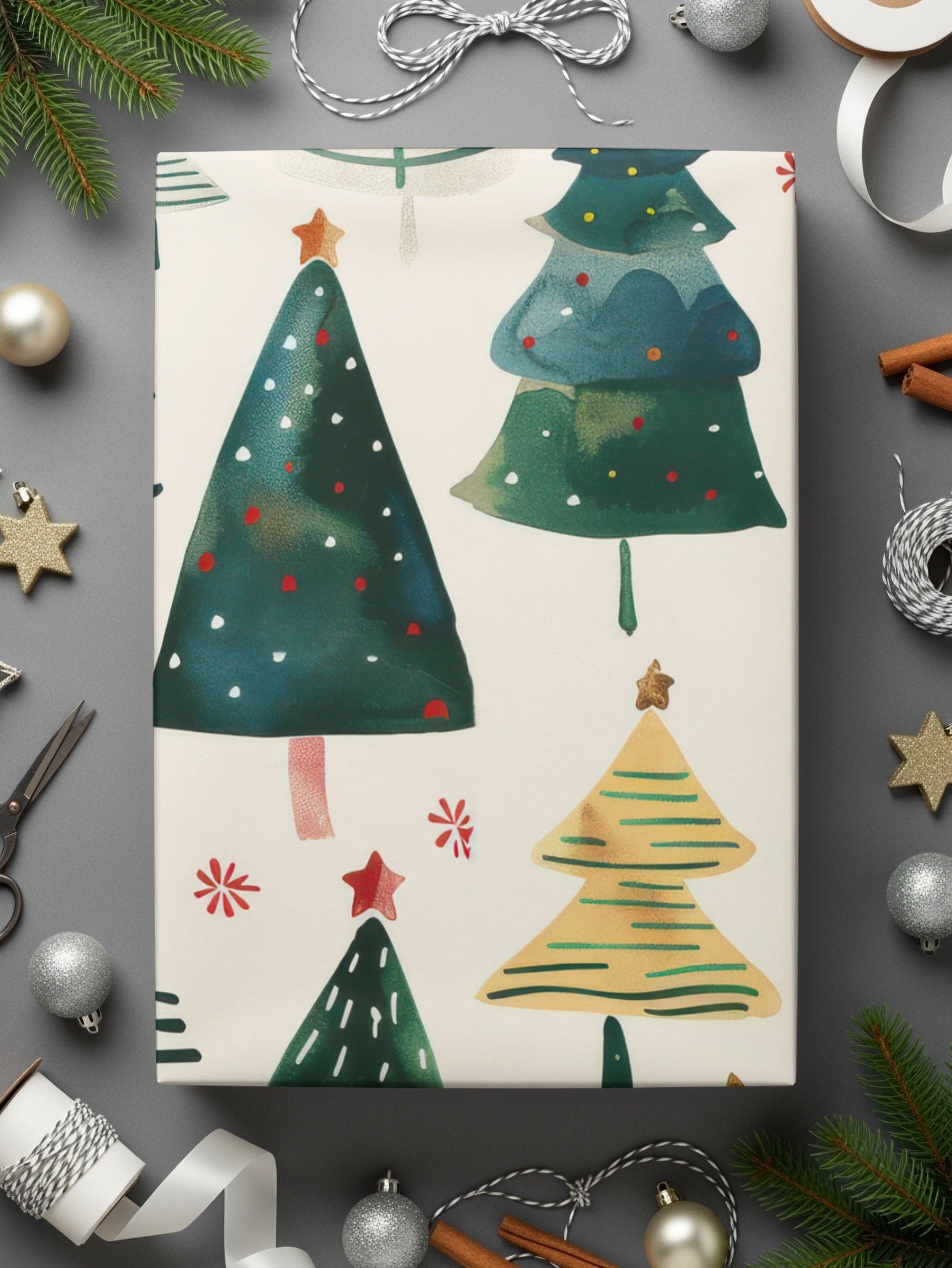Hand Painted Christmas Trees Pattern Celebration Digital - Moore and Mountain