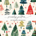 Hand Painted Christmas Trees Pattern Celebration Digital - Moore and Mountain