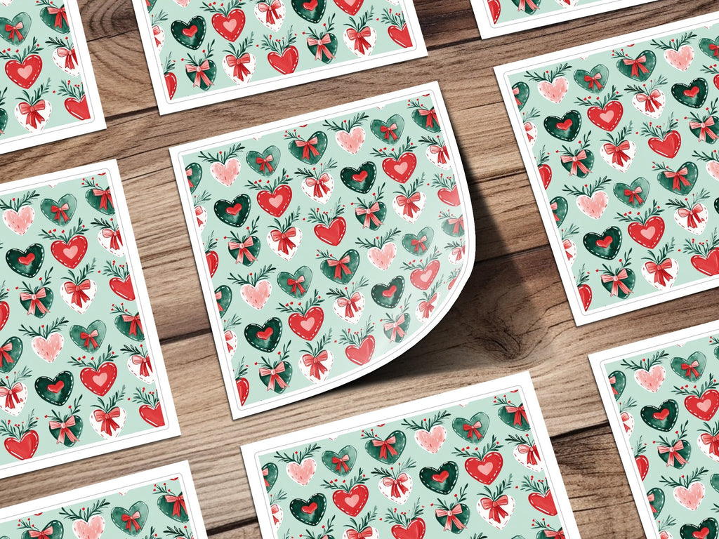 Heart Bow Seamless Pattern, Watercolor Hearts Digital Paper, Romantic Repeat Pattern, Valentine Fabric Design, Commercial Use Pattern - Moore and Mountain
