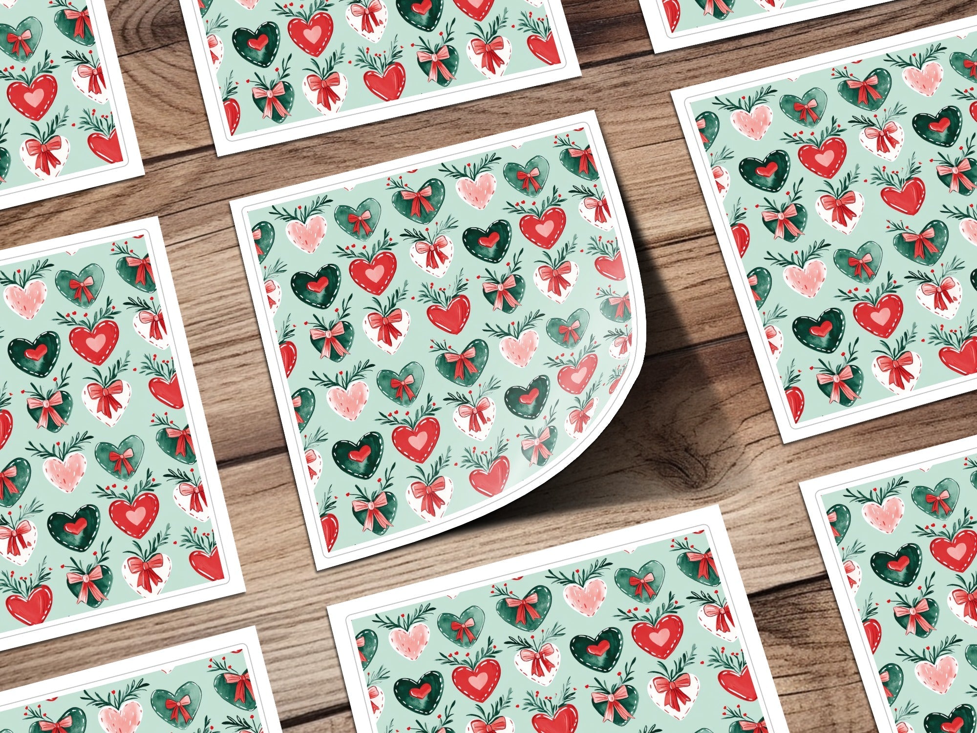Heart Bow Seamless Pattern, Watercolor Hearts Digital Paper, Romantic Repeat Pattern, Valentine Fabric Design, Commercial Use Pattern - Moore and Mountain