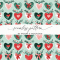 Heart Bow Seamless Pattern, Watercolor Hearts Digital Paper, Romantic Repeat Pattern, Valentine Fabric Design, Commercial Use Pattern - Moore and Mountain