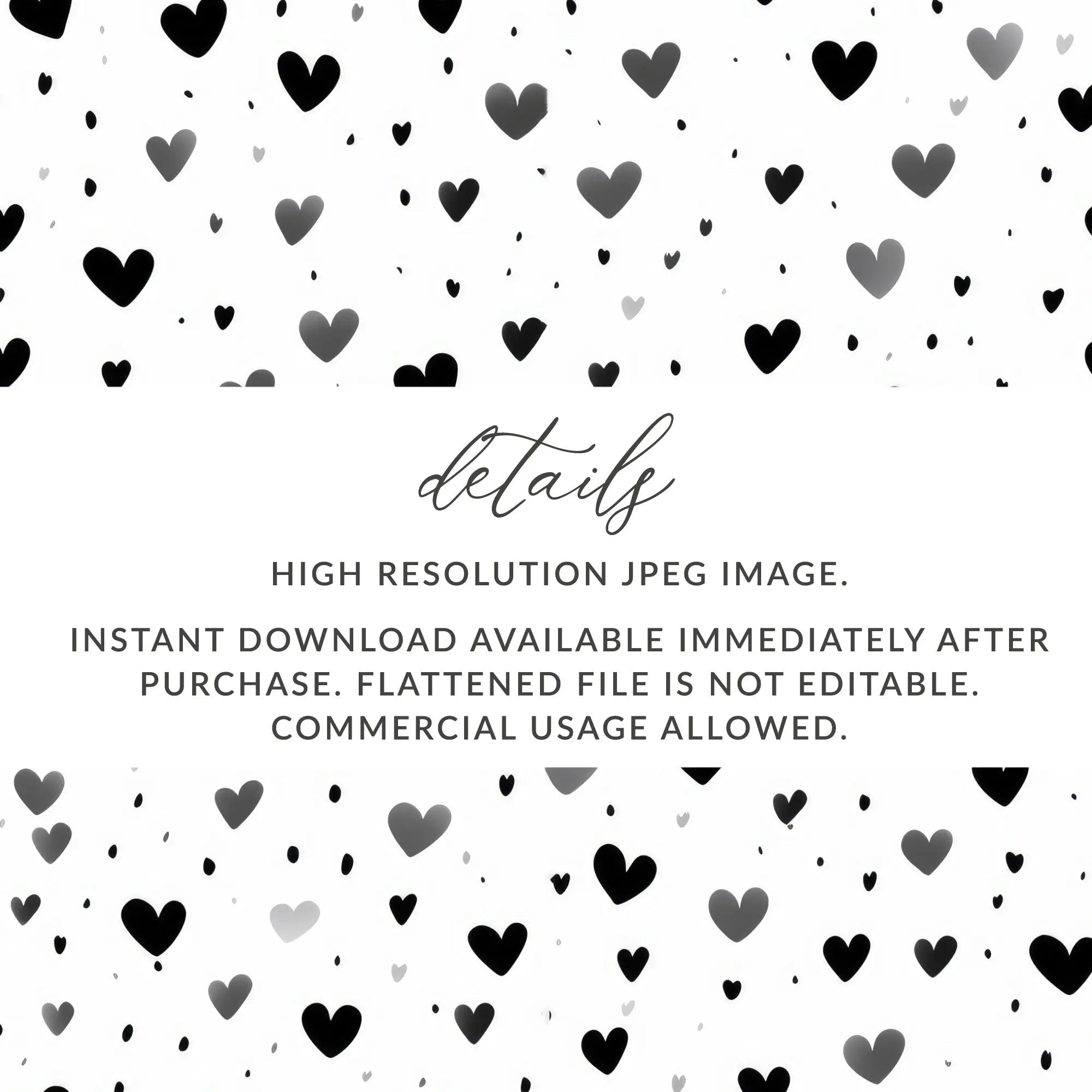 Heart Pattern Digital Paper, Seamless Heart Design, Scrapbook Paper, Valentines Day Background, Heart Vector, Black and White Hearts - Moore and Mountain