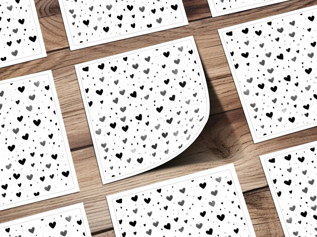 Heart Pattern Digital Paper, Seamless Heart Design, Scrapbook Paper, Valentines Day Background, Heart Vector, Black and White Hearts - Moore and Mountain