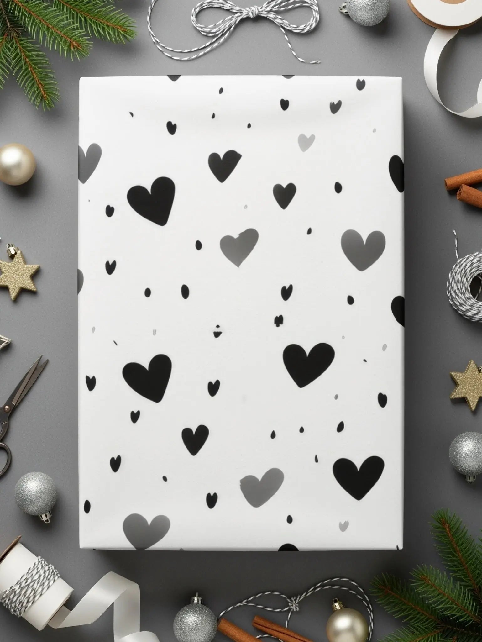Heart Pattern Digital Paper, Seamless Heart Design, Scrapbook Paper, Valentines Day Background, Heart Vector, Black and White Hearts - Moore and Mountain