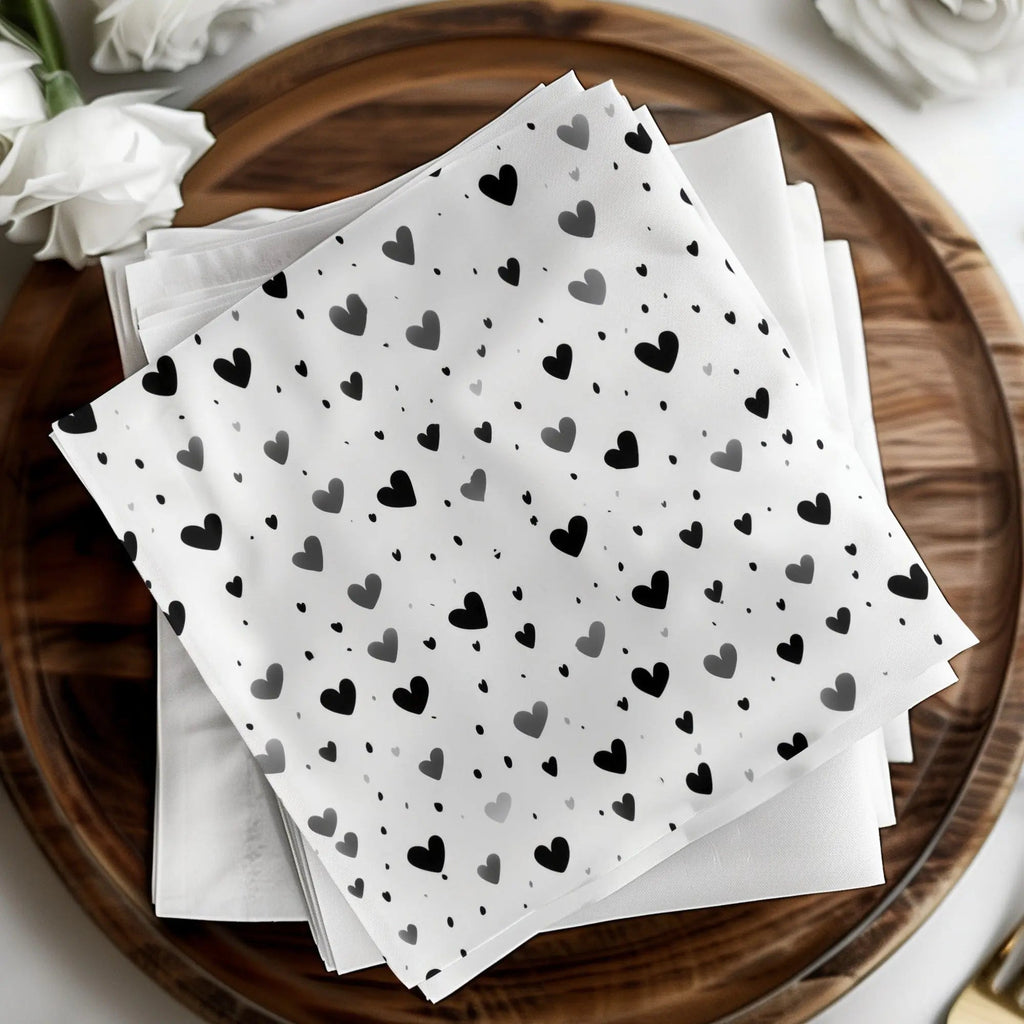 Heart Pattern Digital Paper, Seamless Heart Design, Scrapbook Paper, Valentines Day Background, Heart Vector, Black and White Hearts - Moore and Mountain