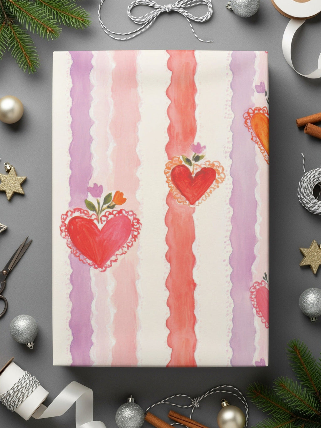Heart Seamless Pattern Digital, Valentine's Day Hearts, Floral Heart Background, Scrapbook Paper, Fabric Design, Commercial Use Digital - Moore and Mountain