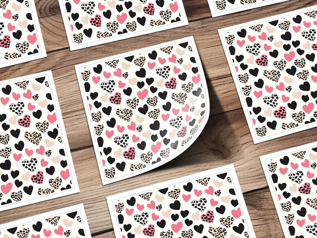 Heart Seamless Pattern, Leopard Cow Print, Digital Paper, Valentine's Day Pattern, Fabric Design, Backgrounds, Scrapbooking - Moore and Mountain
