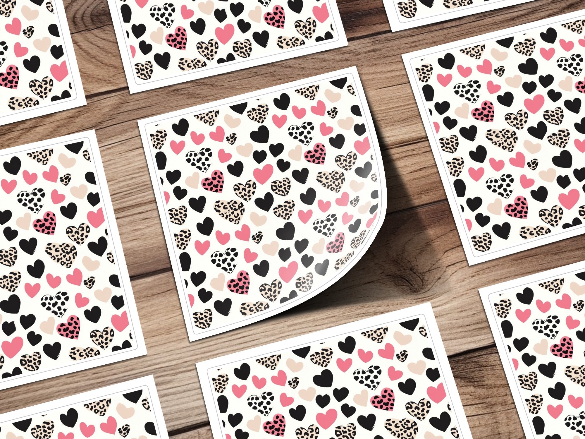 Heart Seamless Pattern, Leopard Cow Print, Digital Paper, Valentine's Day Pattern, Fabric Design, Backgrounds, Scrapbooking - Moore and Mountain