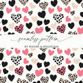 Heart Seamless Pattern, Leopard Cow Print, Digital Paper, Valentine's Day Pattern, Fabric Design, Backgrounds, Scrapbooking - Moore and Mountain
