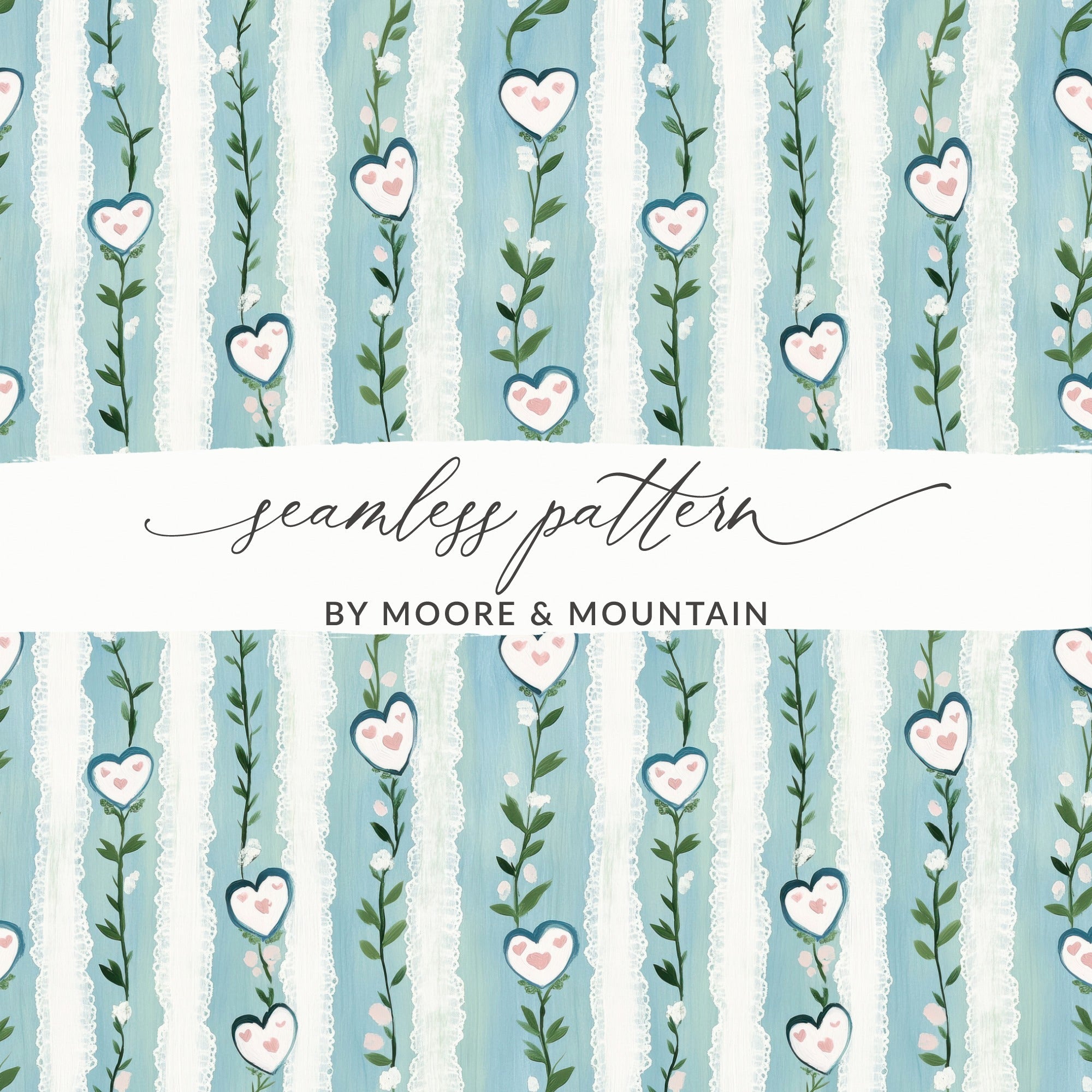 Heart Stripe Digital Paper, Seamless Pattern, Valentines Day Theme, Scrapbooking Paper, Commercial Use, Digital Download - Moore and Mountain