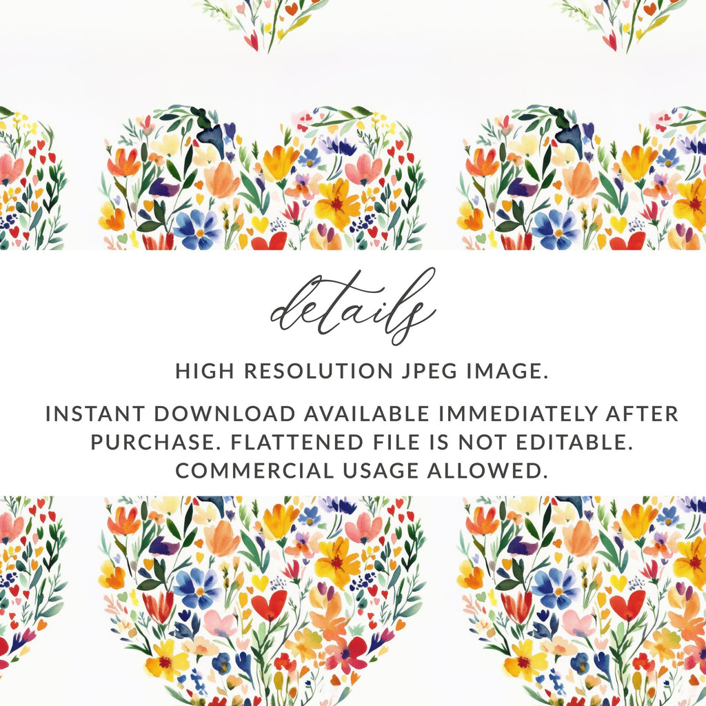 Hearts Made of Watercolor Flowers Seamless Pattern - Moore and Mountain