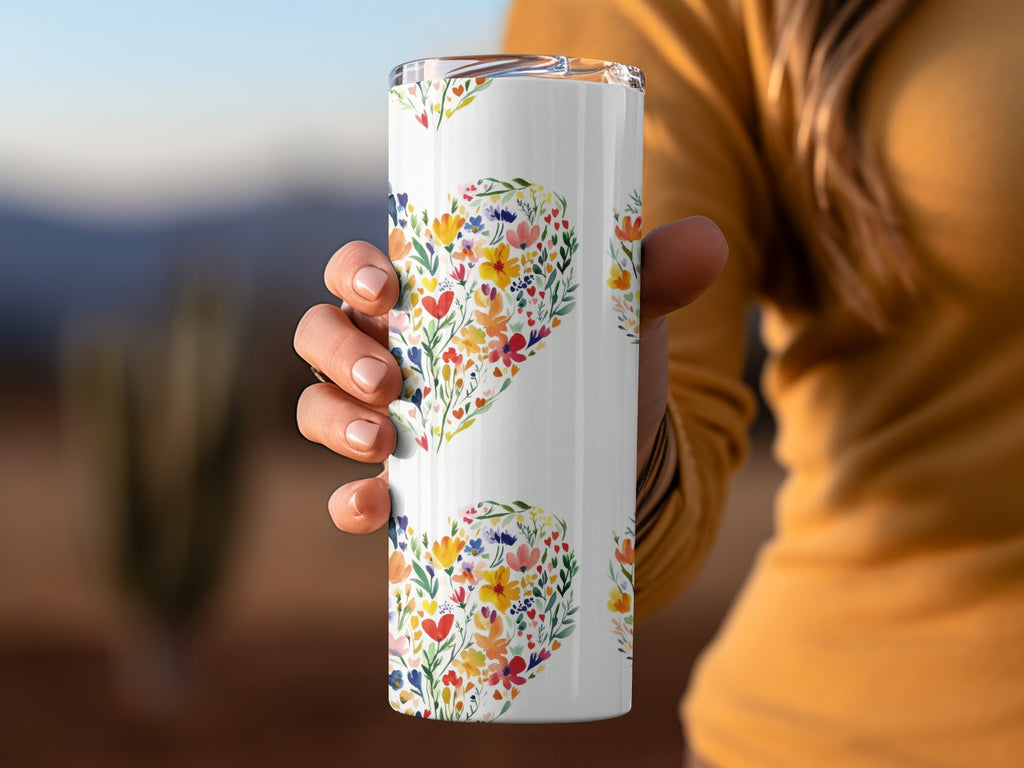 Hearts Made of Watercolor Flowers Seamless Pattern - Moore and Mountain