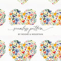 Hearts Made of Watercolor Flowers Seamless Pattern - Moore and Mountain