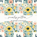 Hello Spring Pastel Flowers Pattern Patchwork Spring Background Seamless Pattern - Moore and Mountain