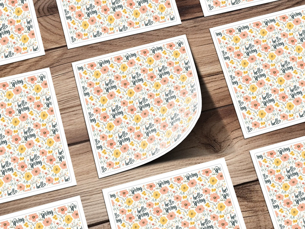 Hello Spring Seamless Pattern Digital Paper, Floral Pattern JPEG File, Spring Flowers Design, Digital Download - Moore and Mountain