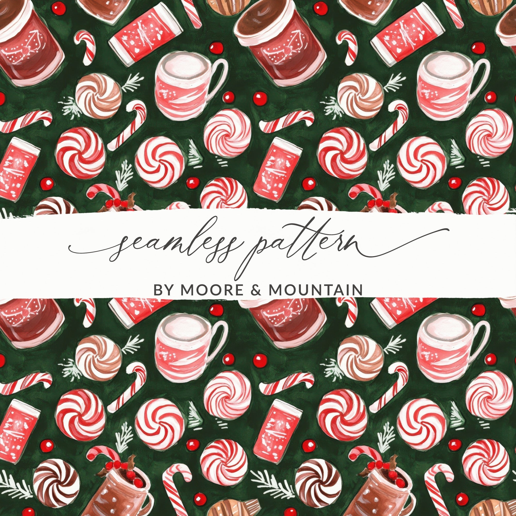 Holiday Treats Pattern Featuring Festive Sweets Digital - Moore and Mountain
