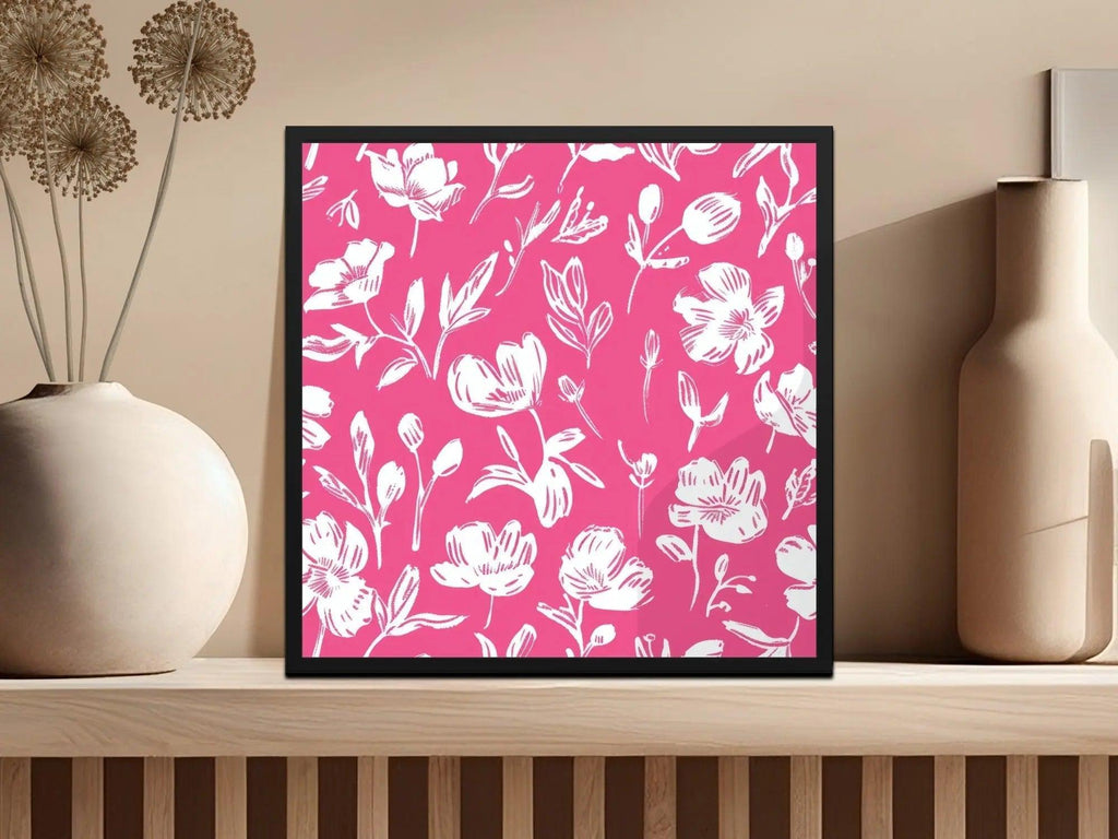 Hot Pink Floral Digital Paper, Seamless Flower Pattern, Scrapbook Paper, Commercial Use, Digital Download - Moore and Mountain