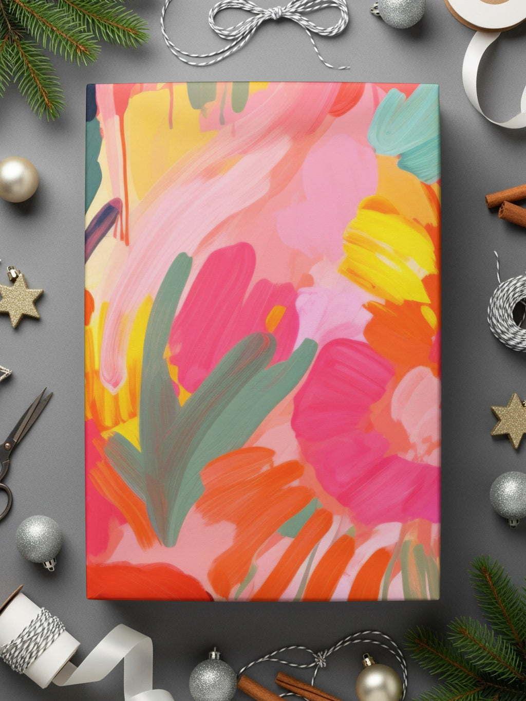 Colorful Abstract Floral Artwork Canvas Christmas Gift