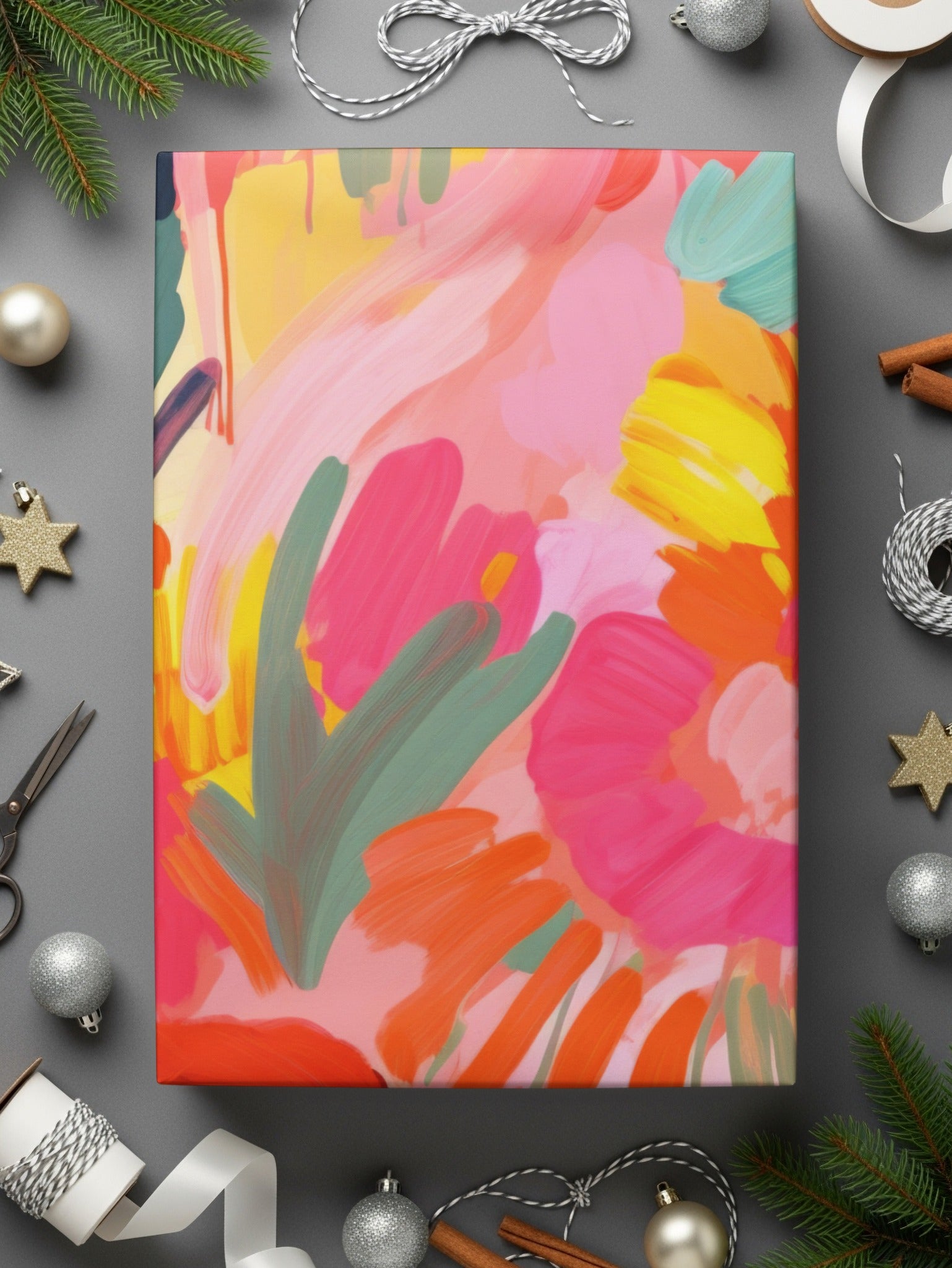 Colorful Abstract Floral Artwork Canvas Christmas Gift