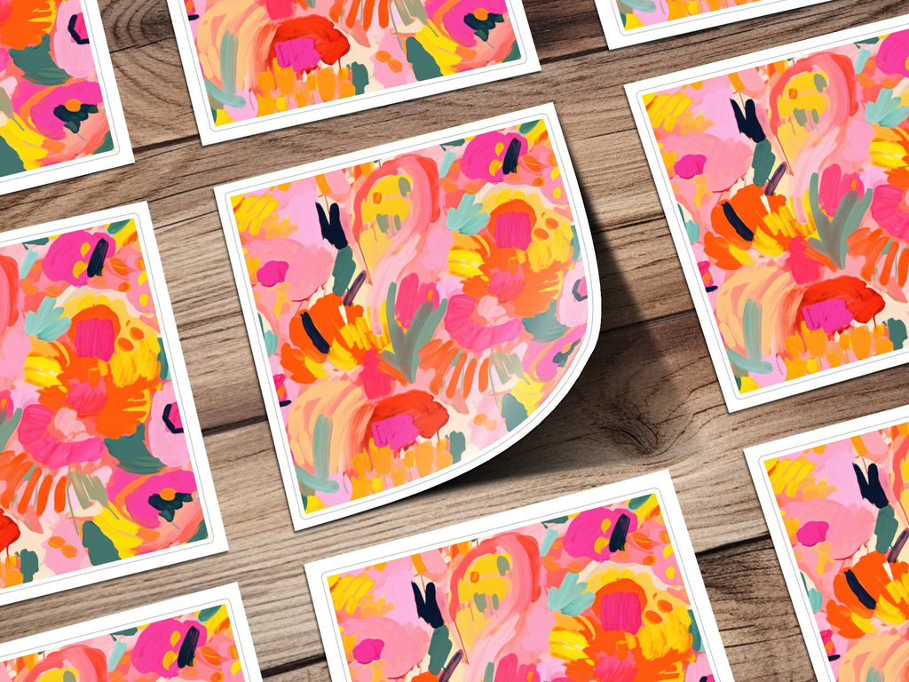 Vibrant Abstract Floral Design Sticker Pack