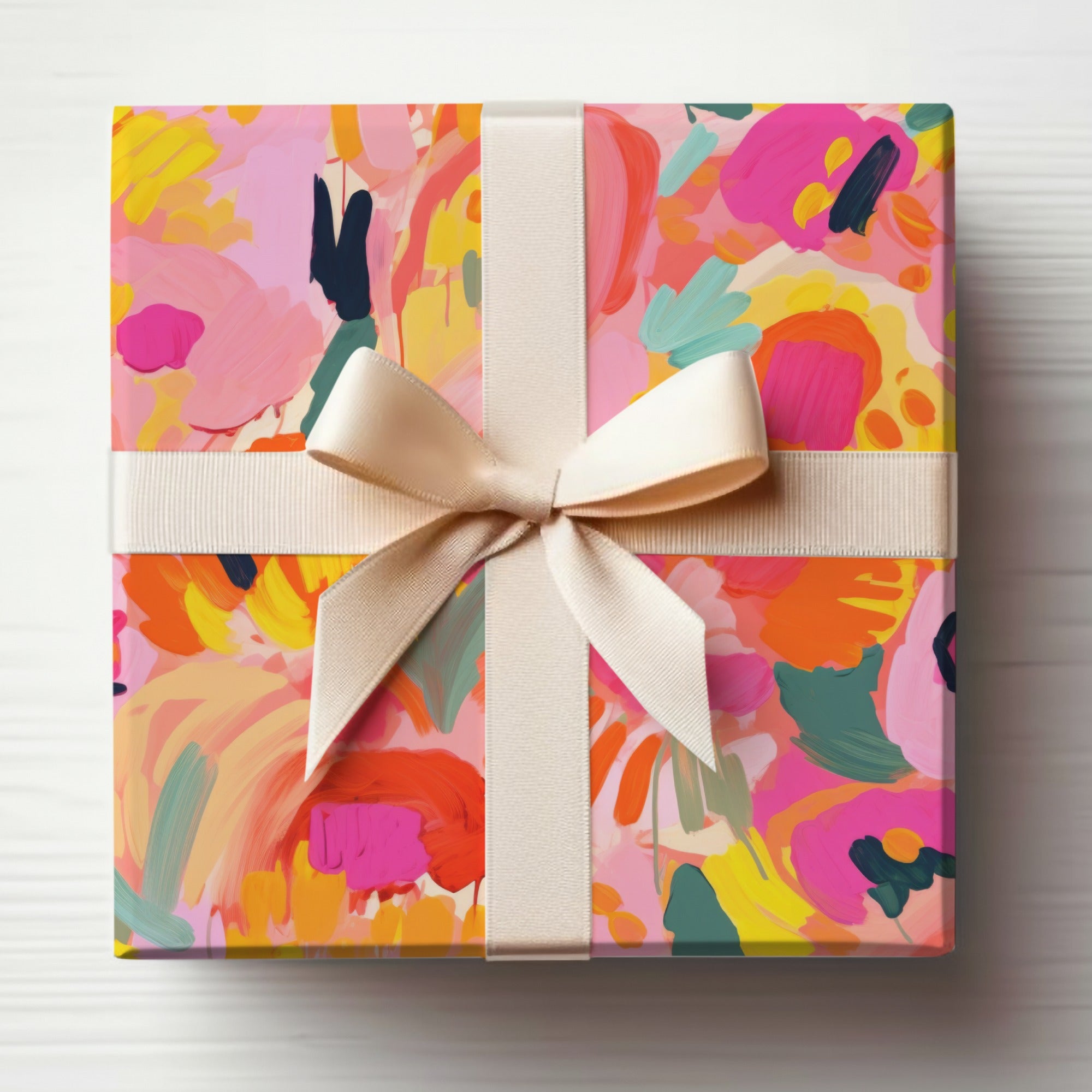 Vibrant Abstract Floral Design Gift Wrap Box Product