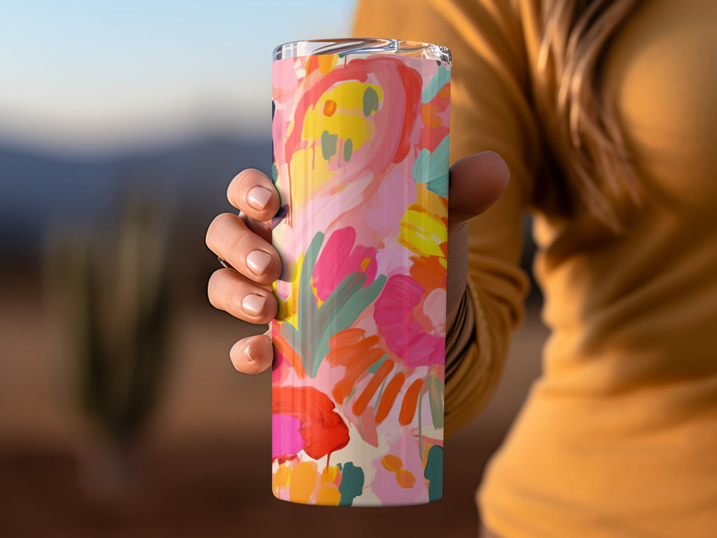 Colorful Abstract Floral Art Insulated Tumbler Cup