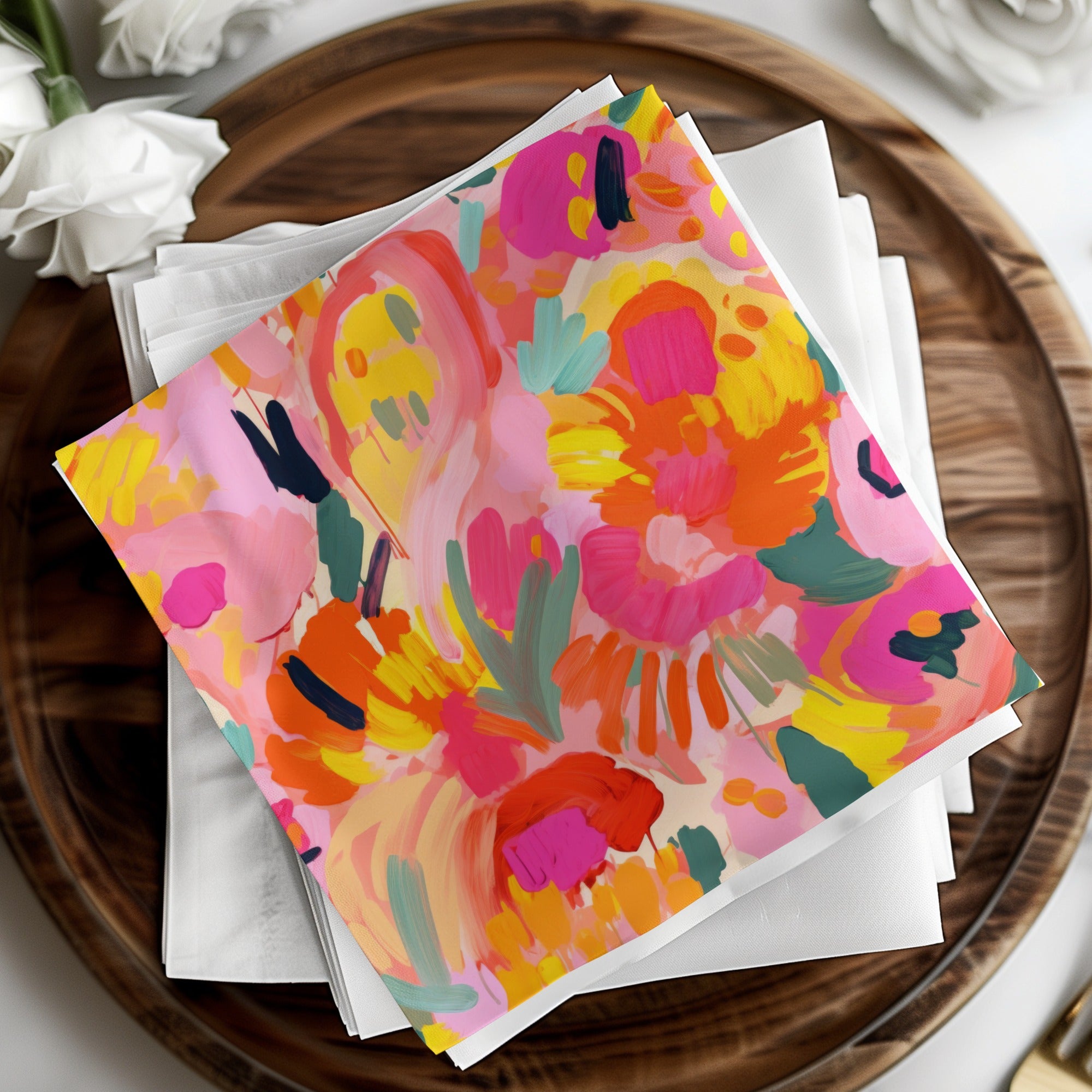 Vibrant Colorful Floral Patterned Napkin Set
