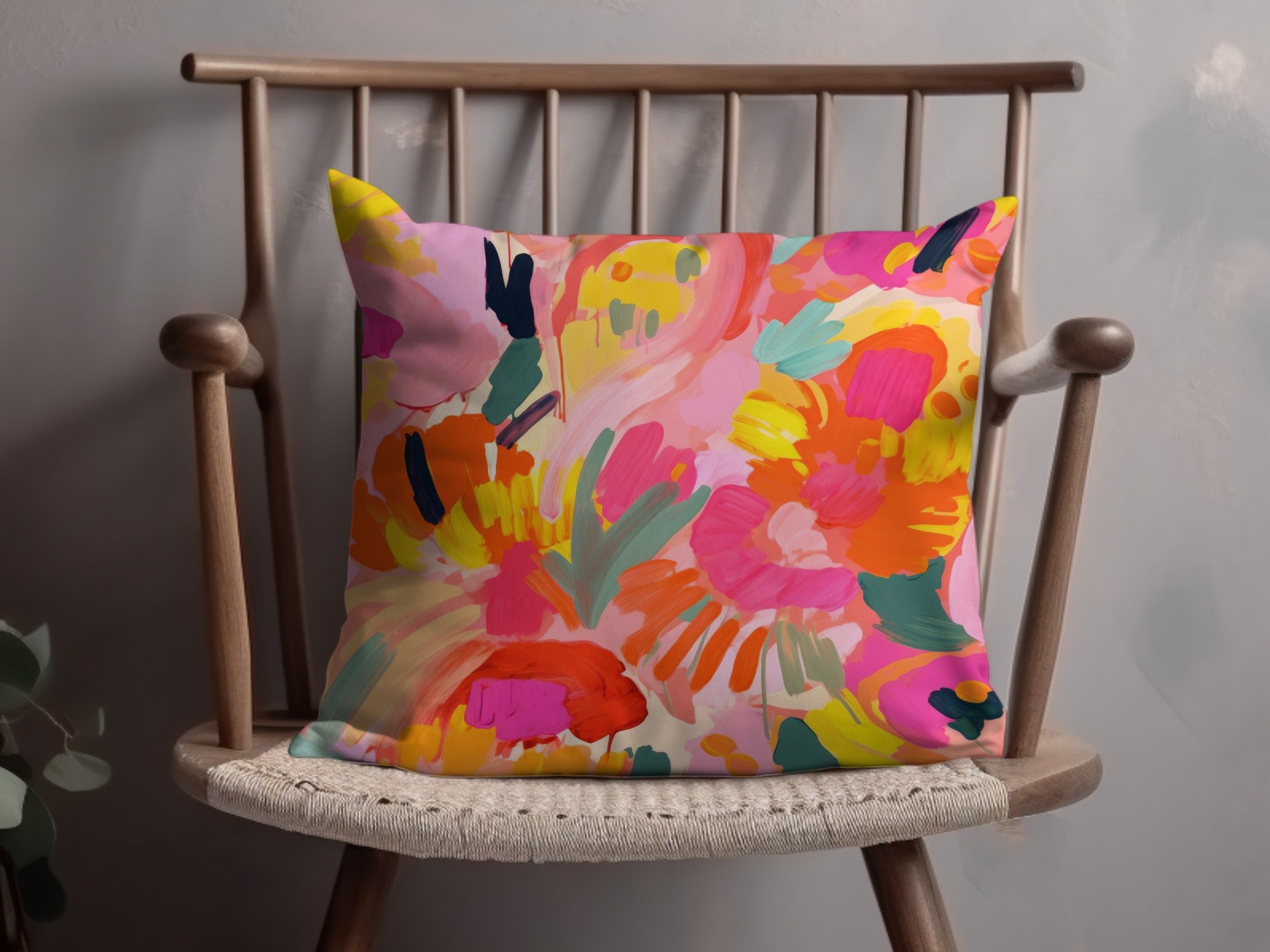Vibrant Abstract Floral Decorative Cushion Pillow