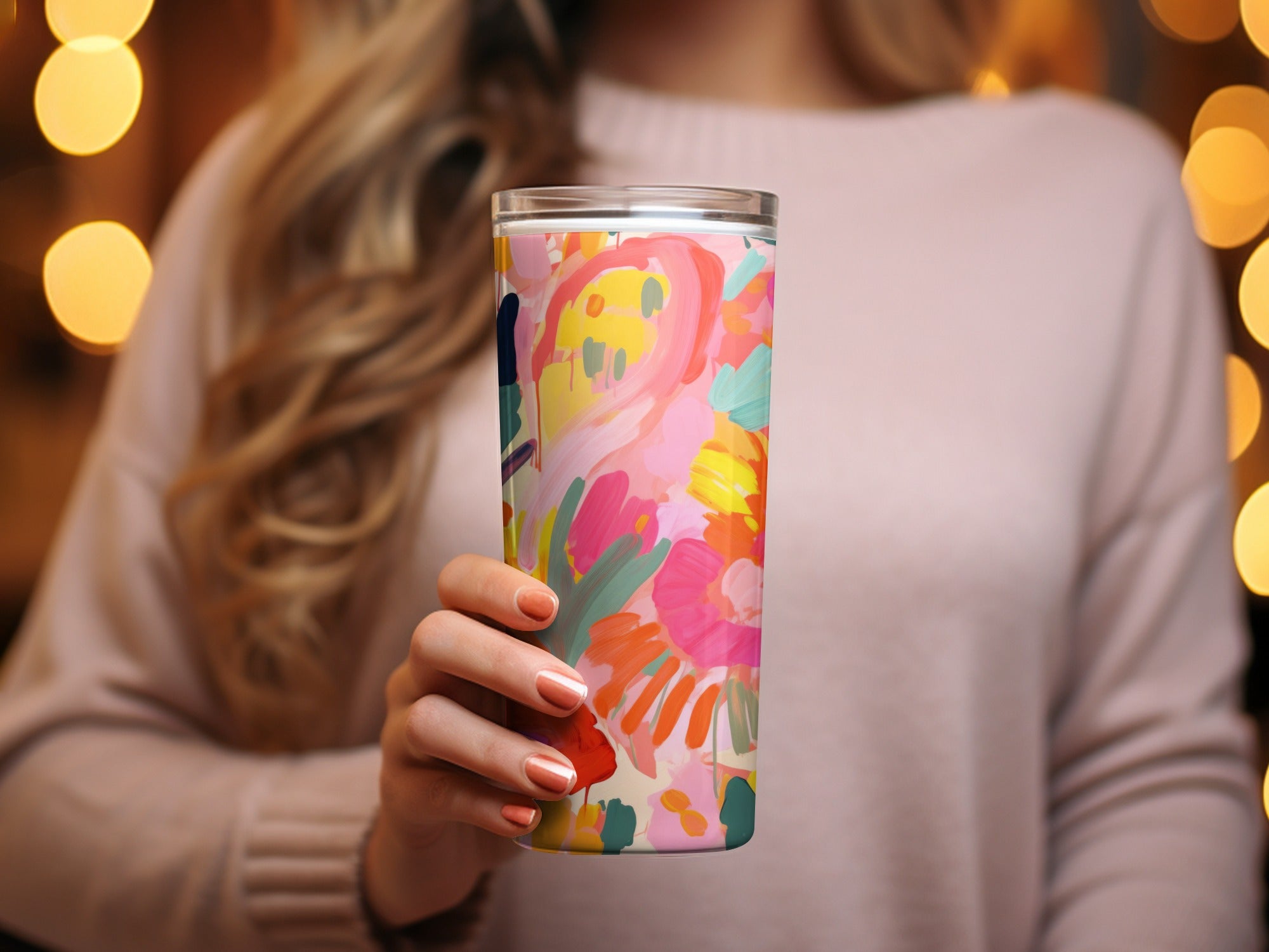 Colorful Abstract Art Travel Tumbler for Coffee Lovers