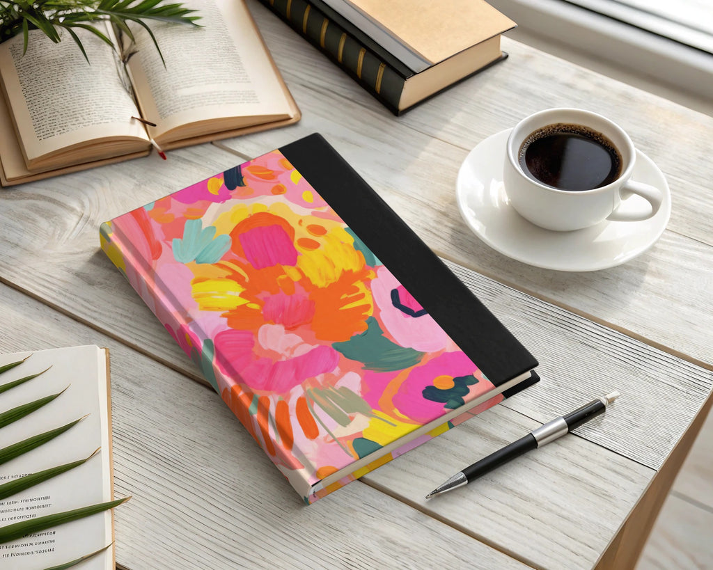 Colorful Abstract Floral Design Hardcover Notebook