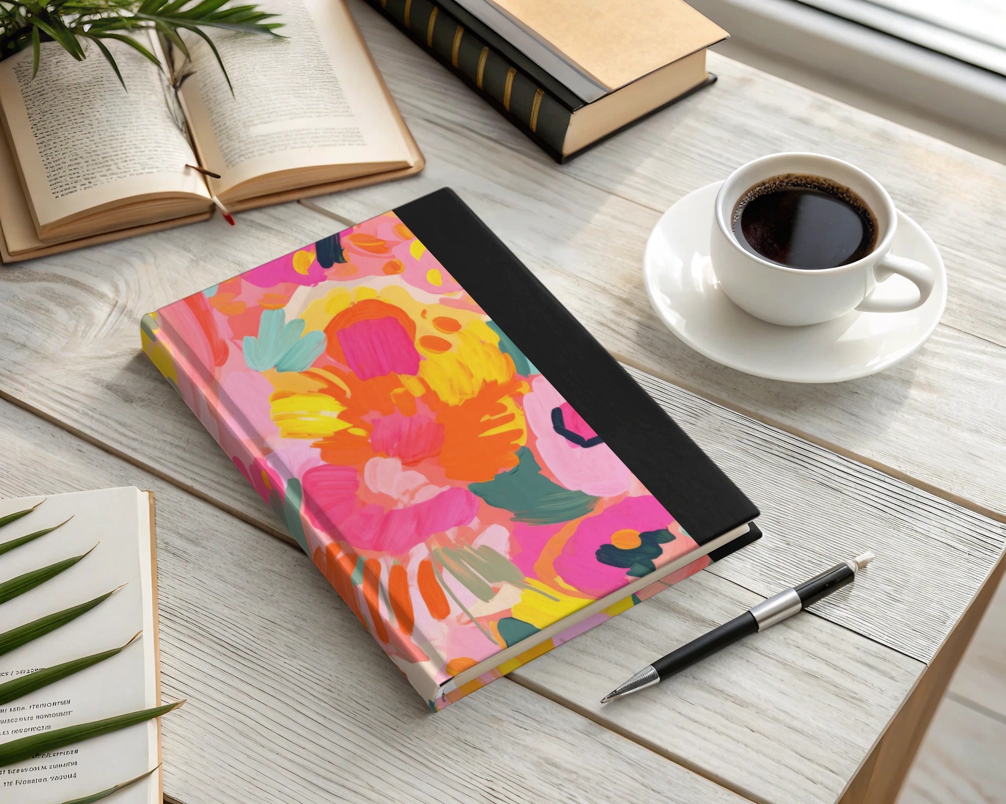Colorful Abstract Floral Design Hardcover Notebook