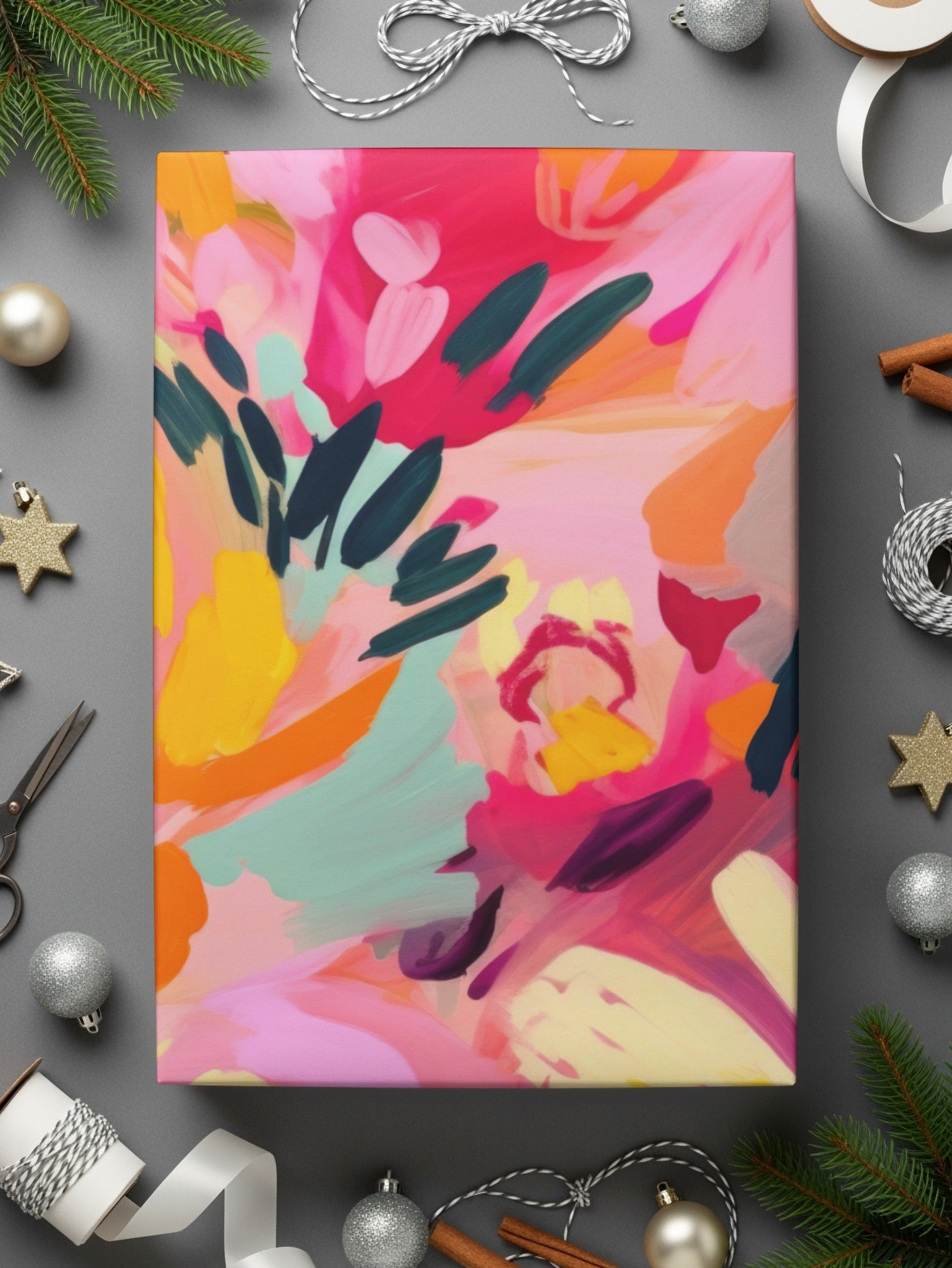 Colorful Abstract Holiday-Inspired Art Canvas Decor