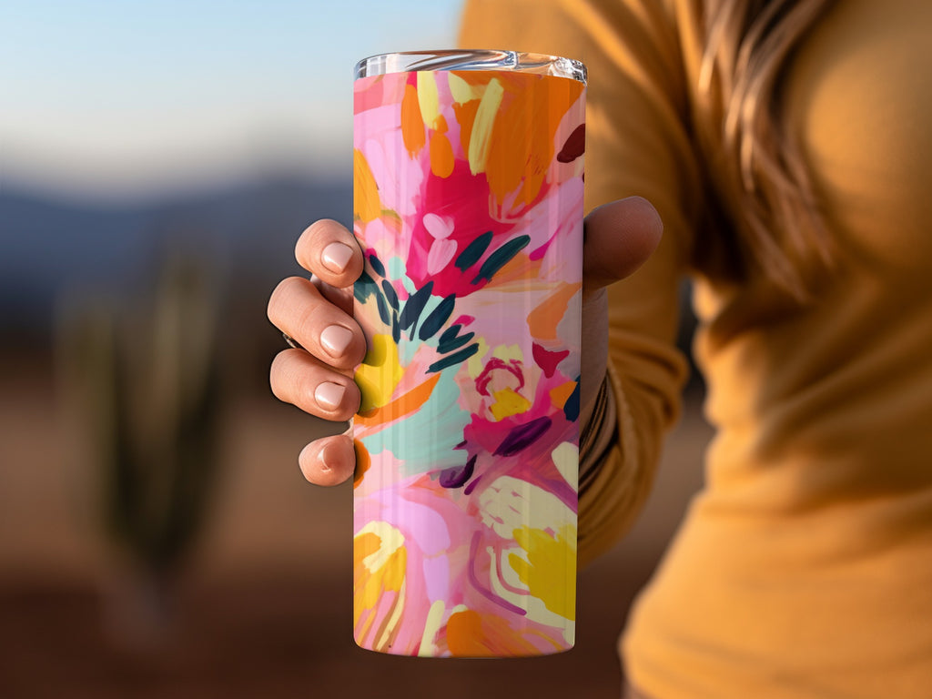 Colorful Abstract Floral Design Insulated Tumbler