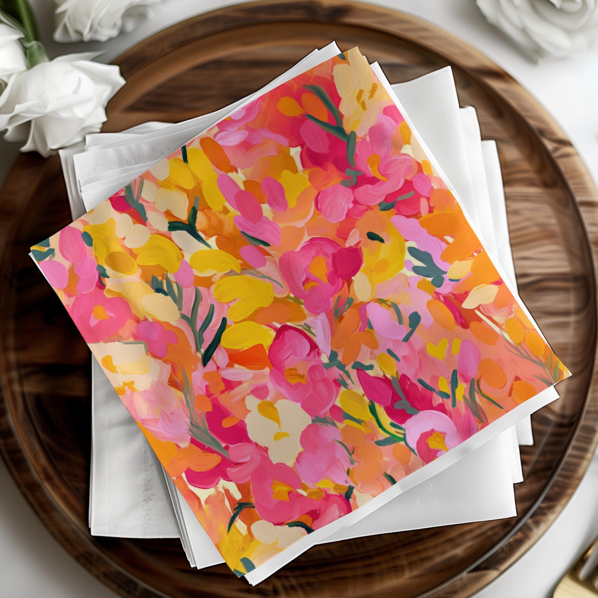 Vibrant Floral Abstract Design Home Decor Napkin Set