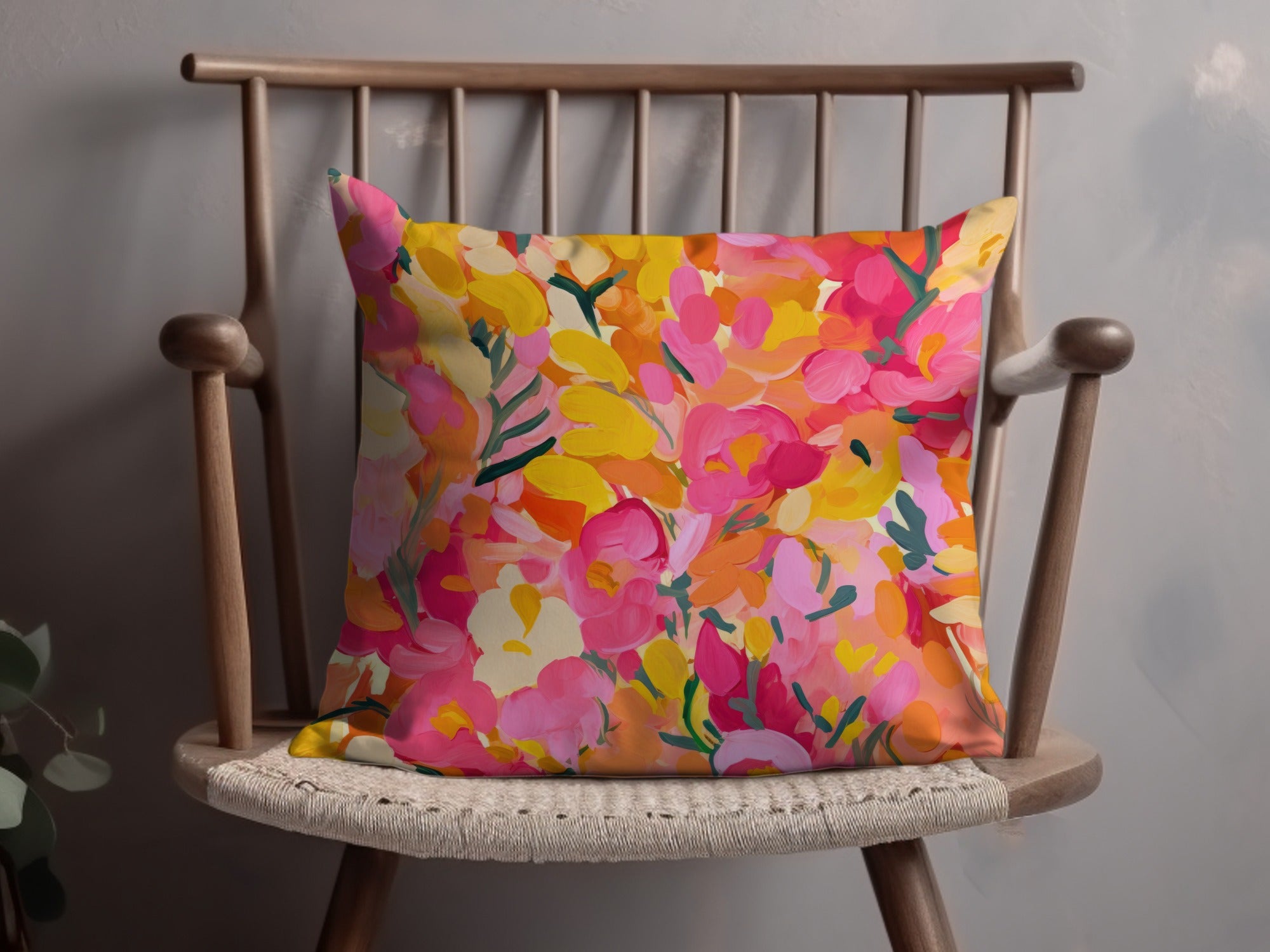 Colorful Floral Pattern Decorative Throw Pillow