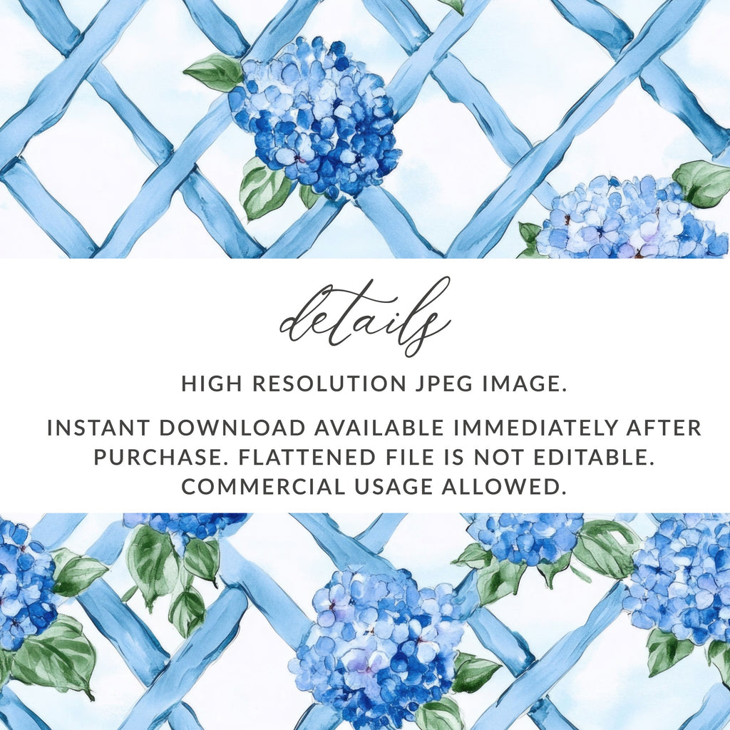 Hydrangeas on Trellis Seamless Grandmillenial Digital - Moore and Mountain