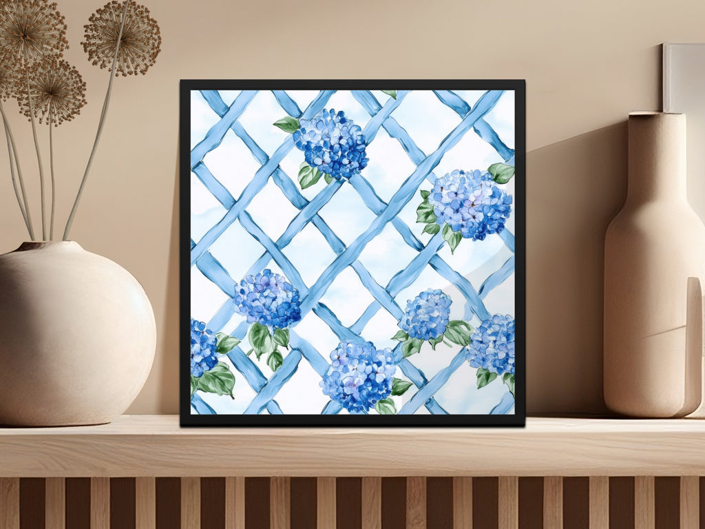 Hydrangeas on Trellis Seamless Grandmillenial Digital - Moore and Mountain