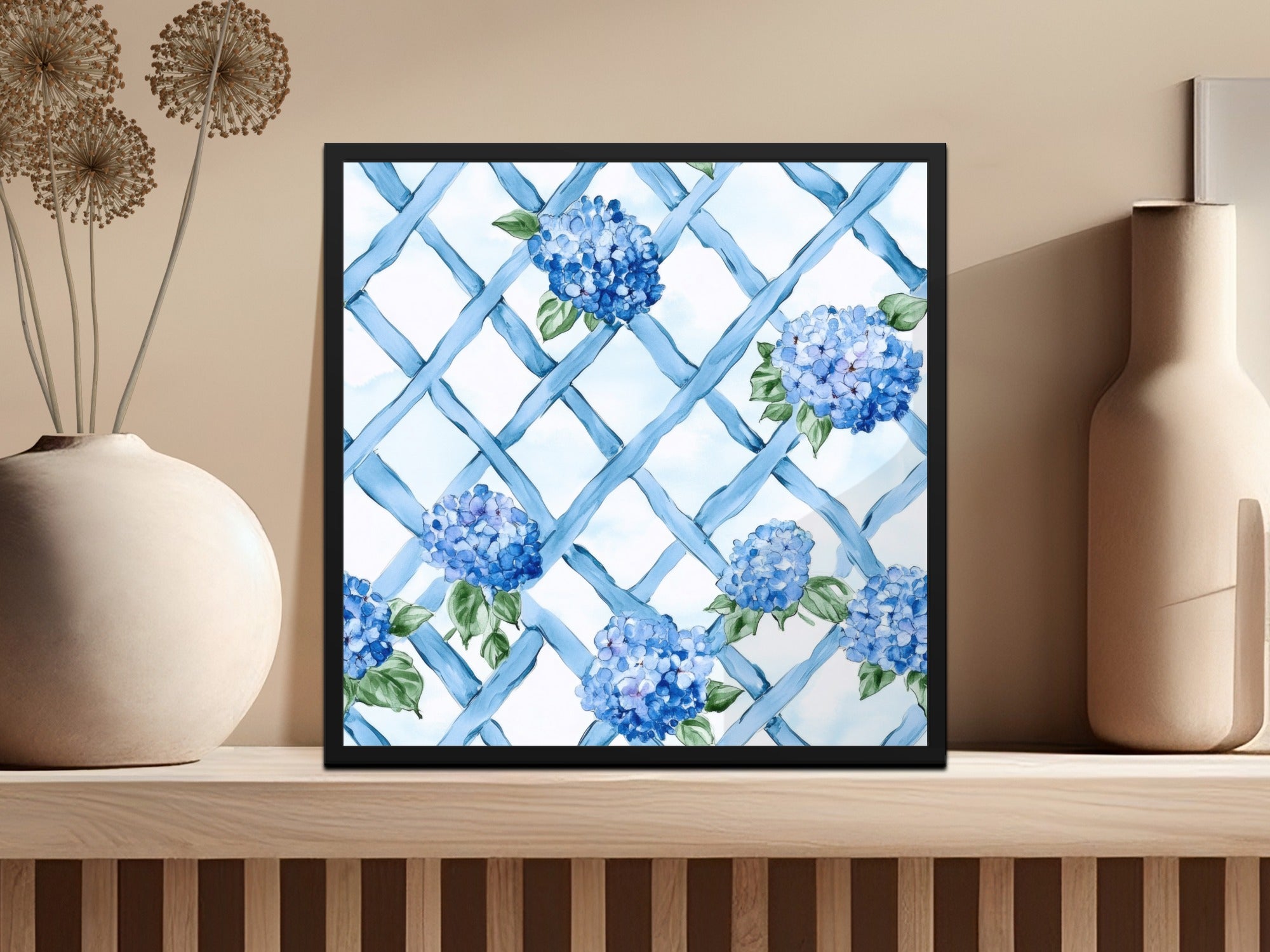 Hydrangeas on Trellis Seamless Grandmillenial Digital - Moore and Mountain