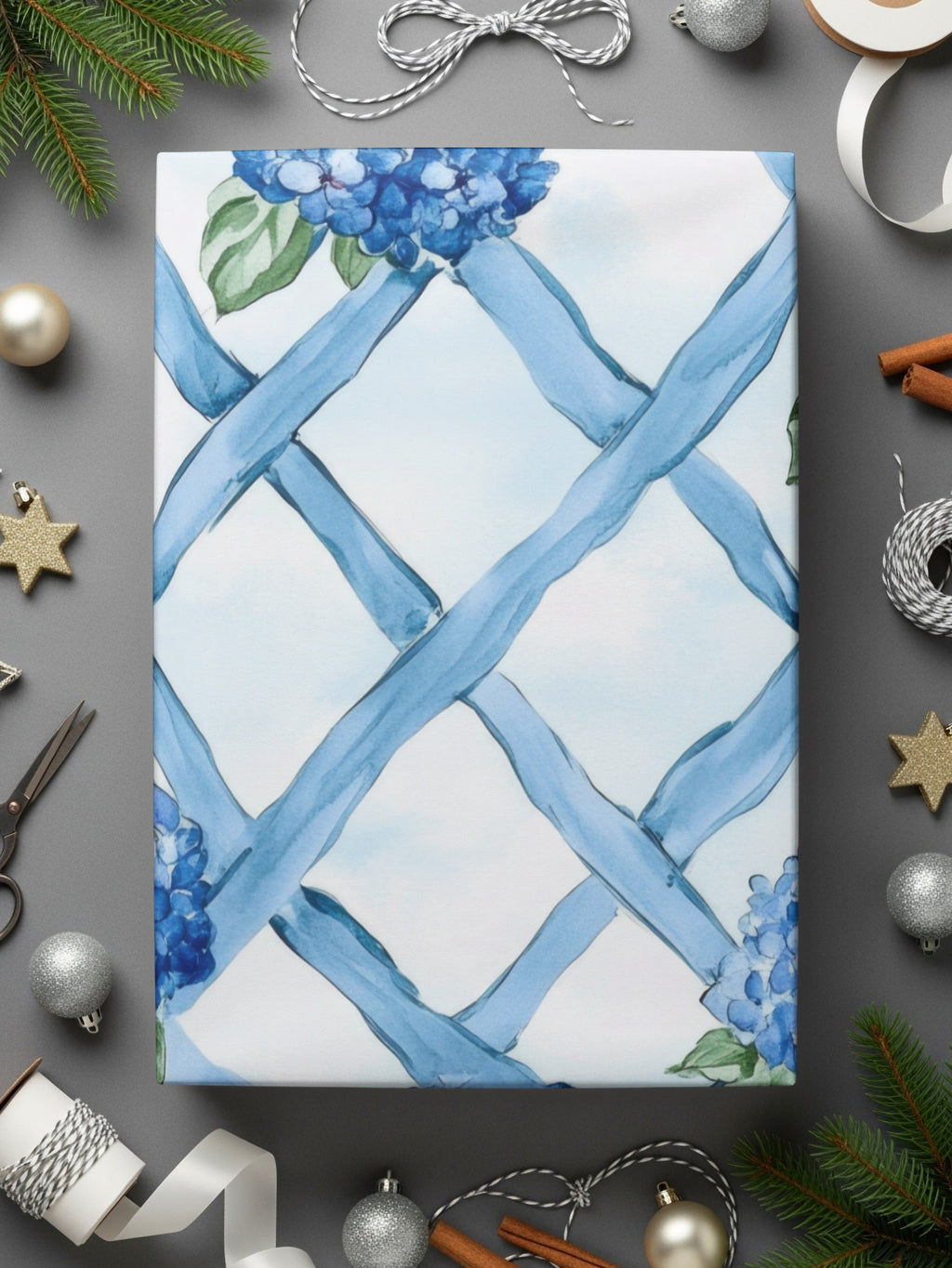 Hydrangeas on Trellis Seamless Grandmillenial Digital - Moore and Mountain