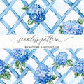 Hydrangeas on Trellis Seamless Grandmillenial Digital - Moore and Mountain