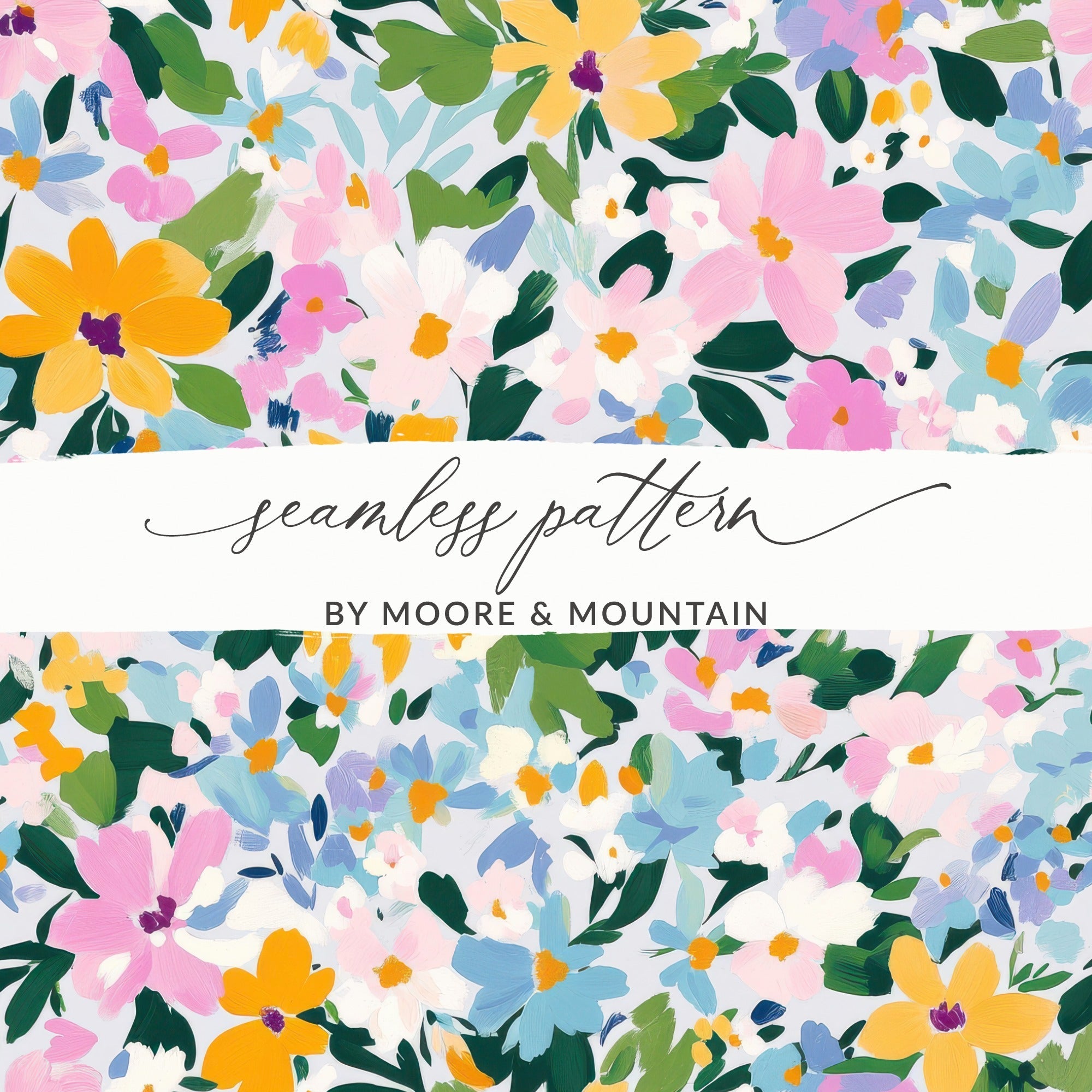 Impressionist Painted Spring Flowers Pattern Acrylic Floral JPEG - Moore and Mountain