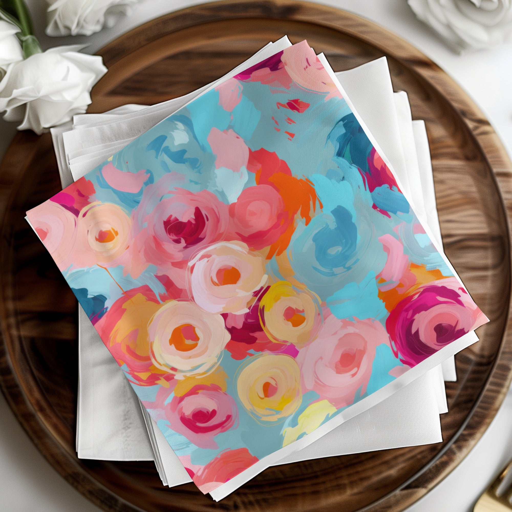 Colorful Abstract Floral Design Napkin Set for Party Decor