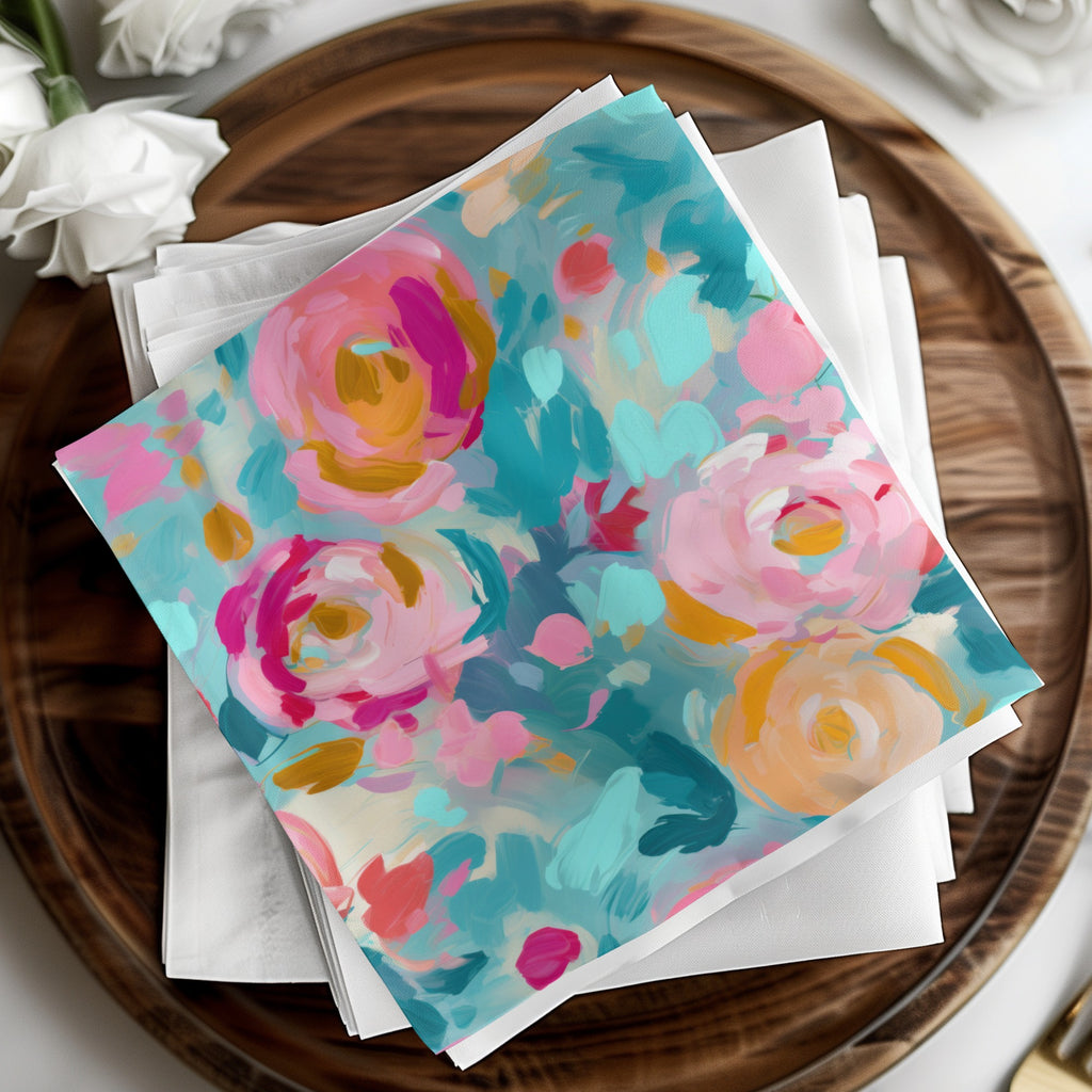Colorful Abstract Floral Pattern Napkin for Home Decor