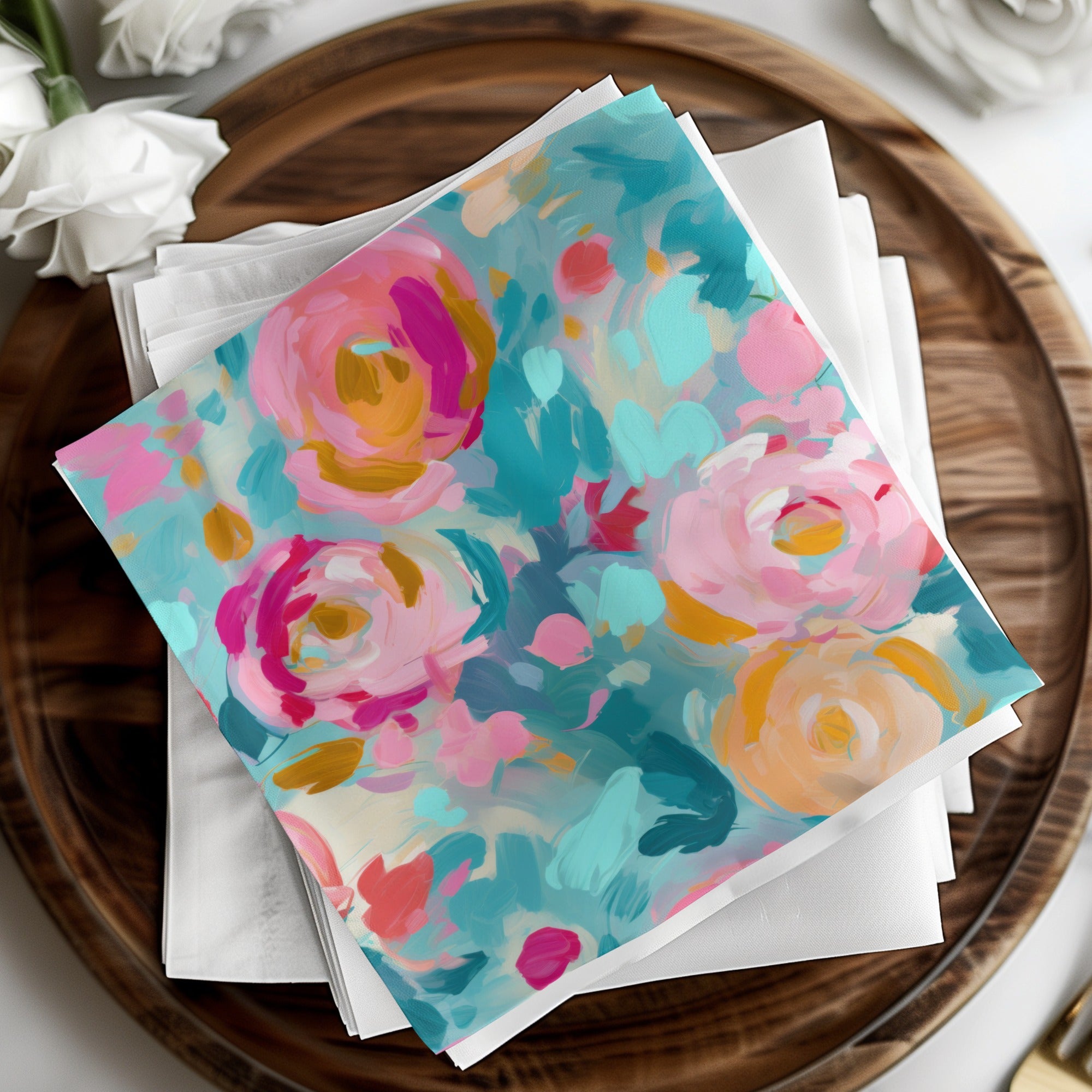 Colorful Abstract Floral Pattern Napkin for Home Decor