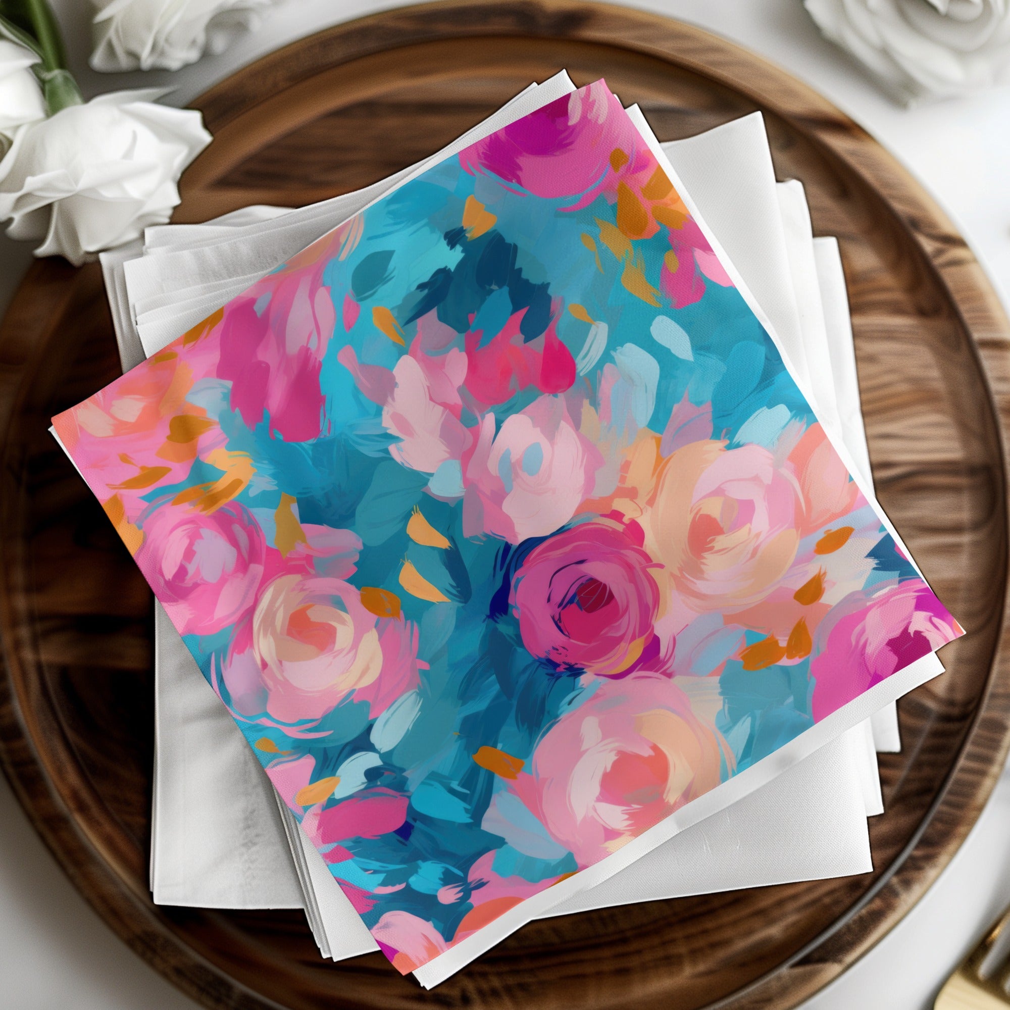 Colorful Floral Design Napkins for Elegant Table Setup