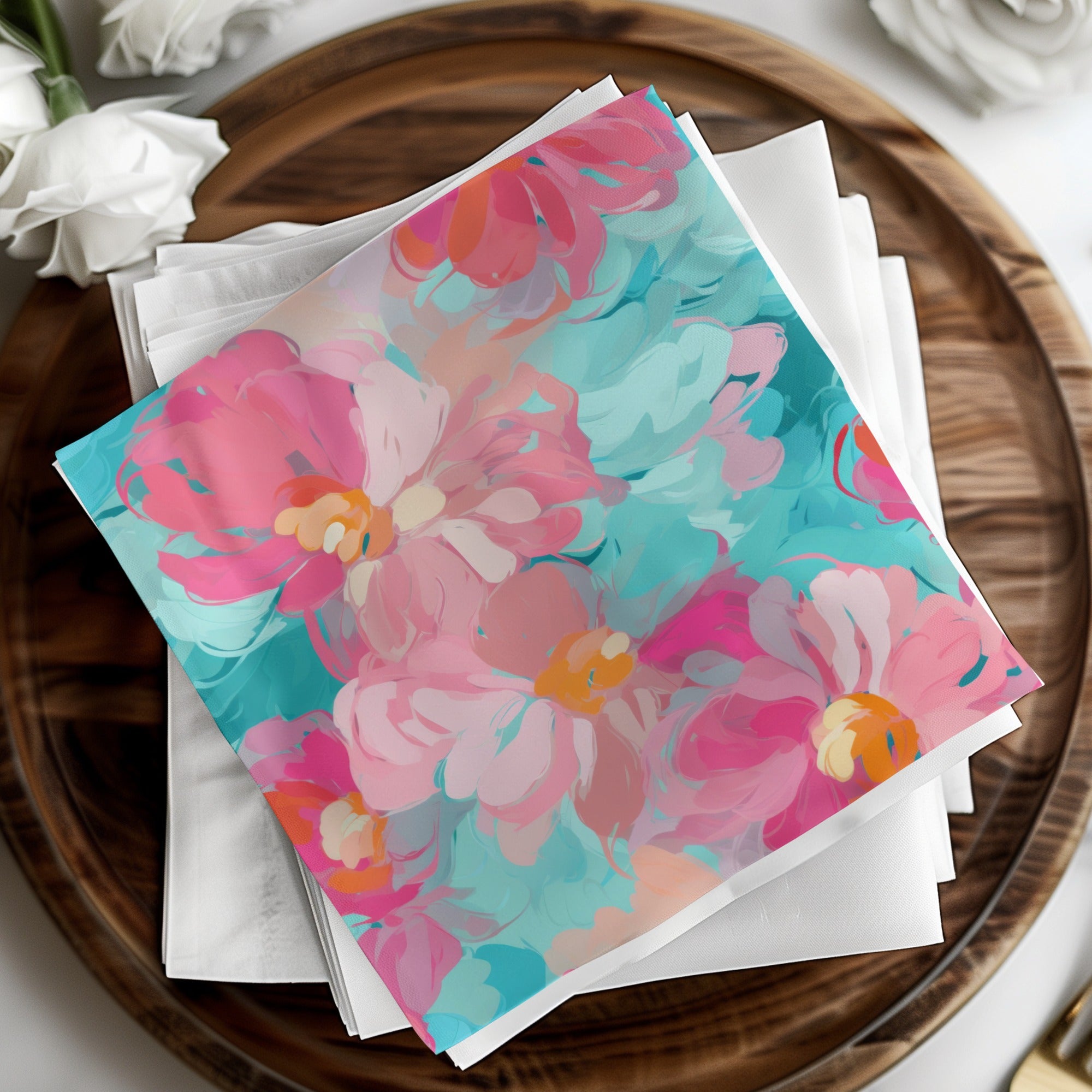 Vibrant Floral Abstract Design on Square Paper product