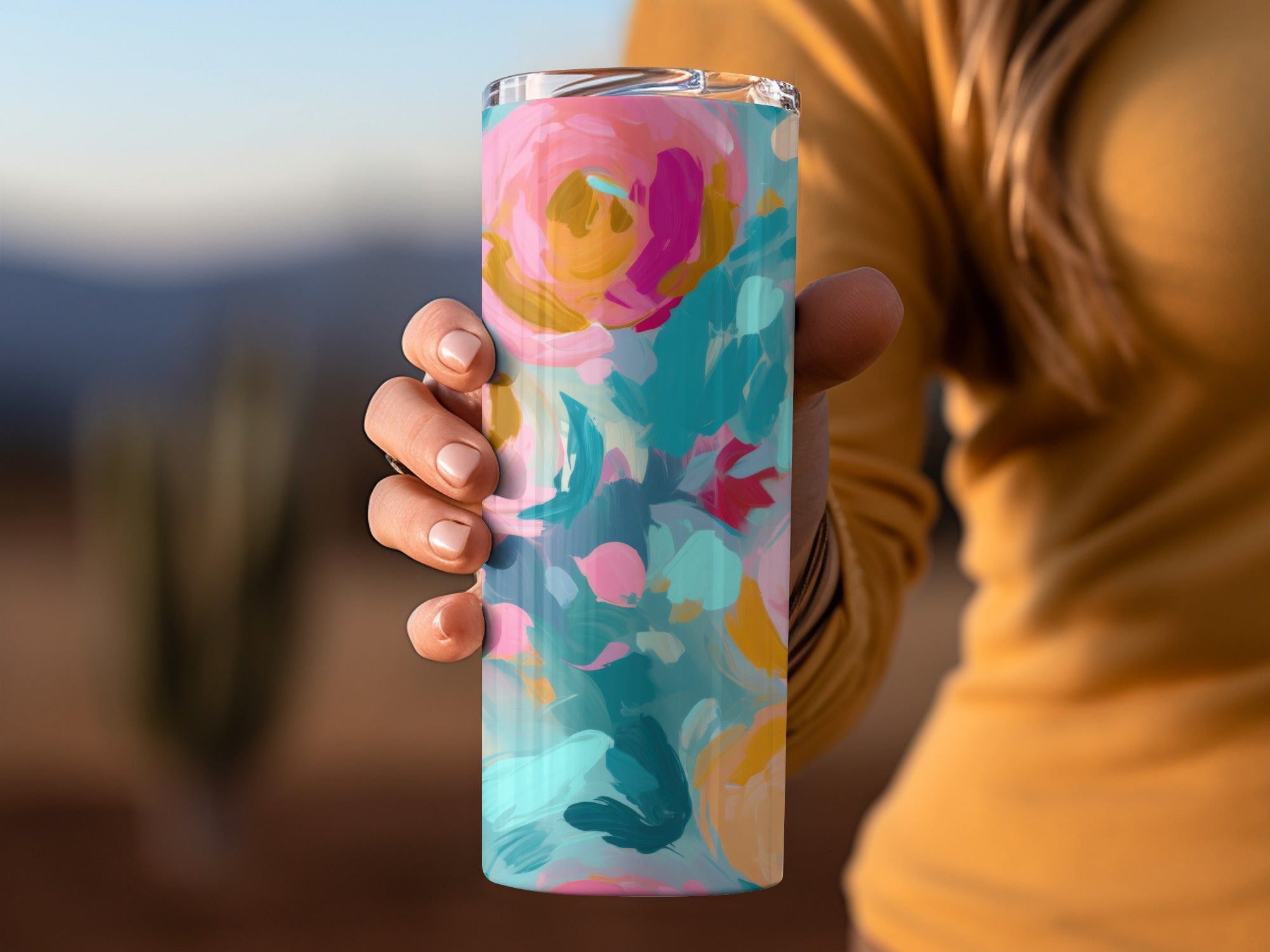 Vibrant Abstract Floral Design Insulated Tumbler Cup