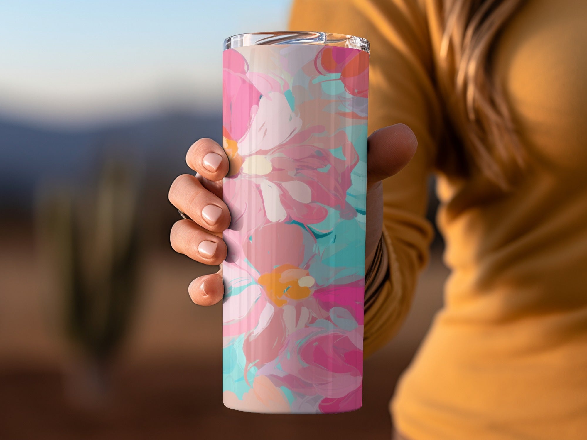 Floral Abstract Design Insulated Tumbler Cup
